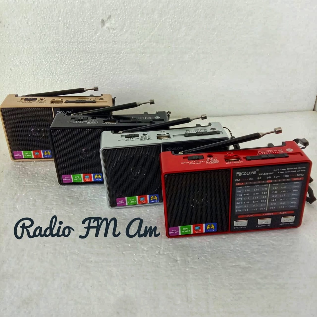 Radio FM AM SW1-6 GOLON RX-8866 (BLUETOOTH/Tanpa BLUETOOTH) 100% ORI