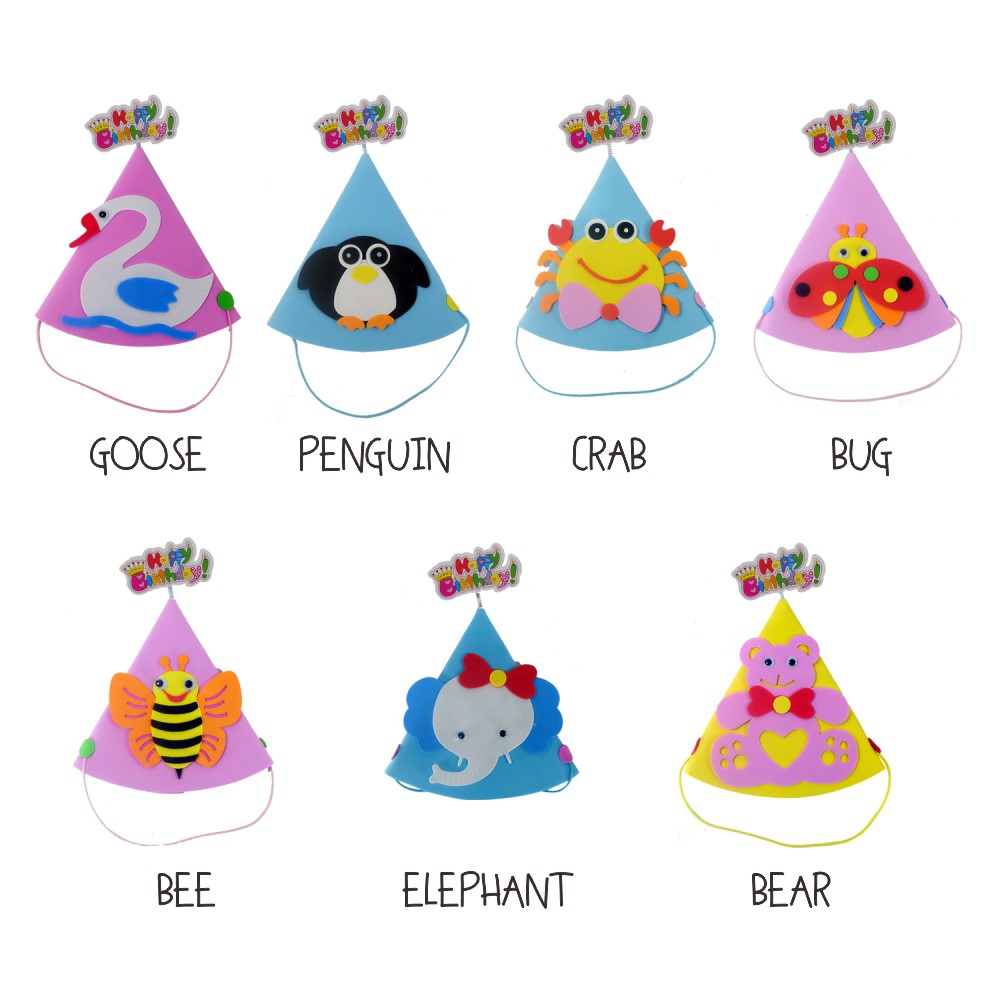 Topi Ulang Tahun Kerucut - Topi Ultah Karakter - Topi Pesta - Topi HBD - Cute Birthday Hat Party