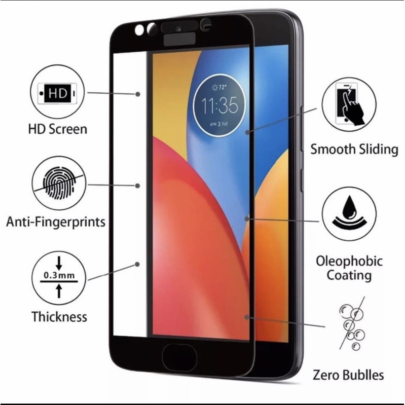 TEMPERED GLASS FULL LEM MOTOROLA E4 PLUS E4+ MOTO E4 PLUS - BC