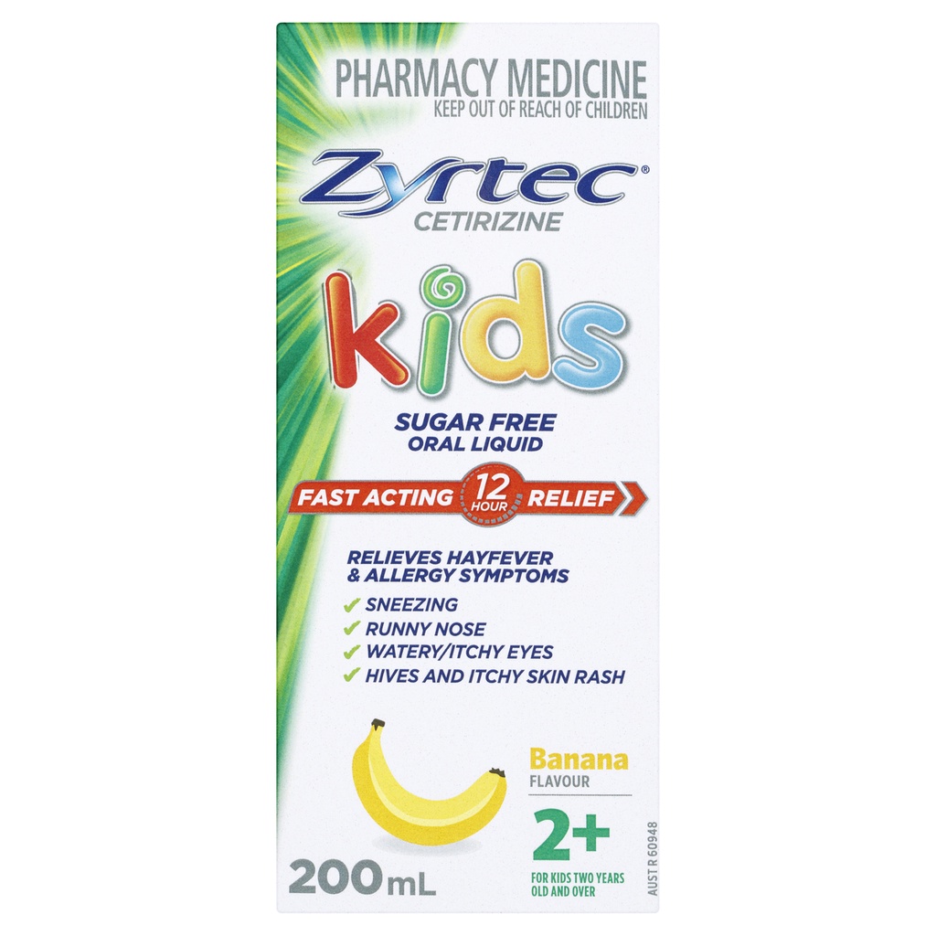 Zyrtec Banana ORI BEST SELLER  Hayfever Rapid Acting Kids Banana Flavour Oral Liquid 200ml
