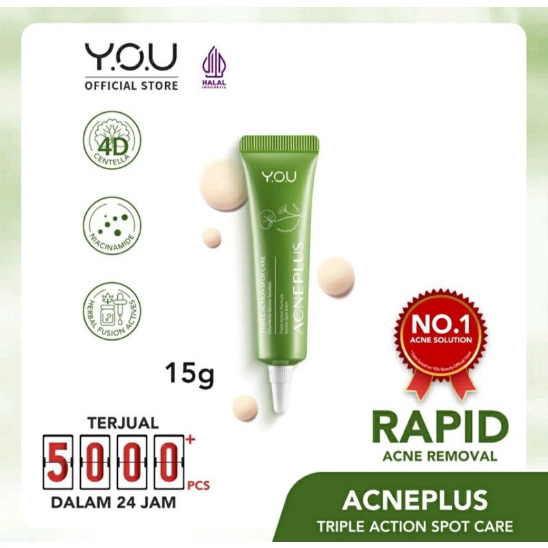 [BPOM & ORI] YOU Acne Plus Triple Action Serum / Toner / Spot Care 15g Gentle Acne - Clearing Treatm