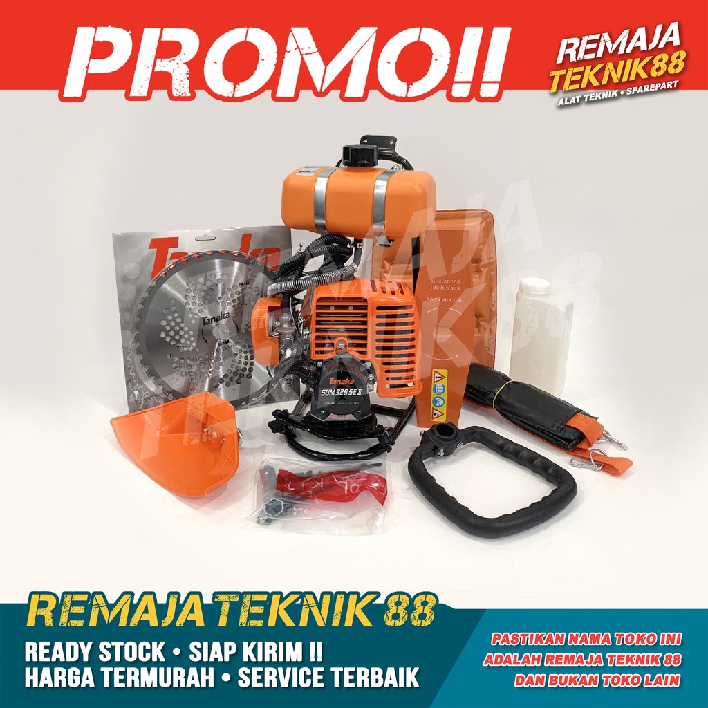 MESIN POTONG RUMPUT GENDONG / BRUSH CUTTER TANAKA SUM 328 SE / ORI JEPANG / PAKET LENGKAP MESIN GAGA