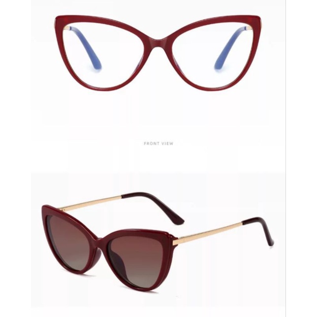 FRAME KACAMATA WANITA CAT EYE KLIP ON LENSA ANTI RADIASI &amp; ANTI UV | KACAMATA FASHION MINUS &amp; PLUS