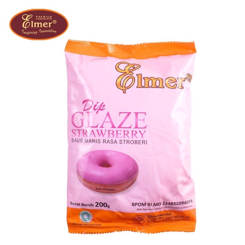 Elmer Dip Glaze Strawberry 200 Gr