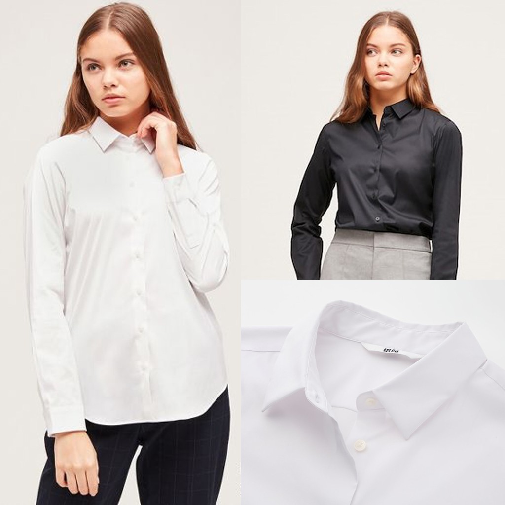  Kemeja  Uniqlo  Supima Cotton Stretch Shirt Wanita  Original 