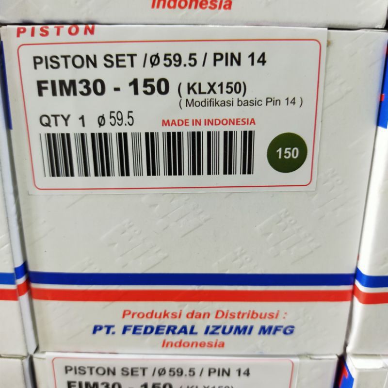 Piston Kit Seher Set FIM 30 Izumi Racing KLX150 Dtraker Harian Diameter 58 58 5 59 59 5 60 pen 14-OS 150