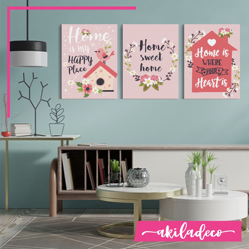 Hiasan Dinding Kayu Aesthetic Dekorasi Ruang Tamu Moderen Wall decor Motif Home Sweet Home