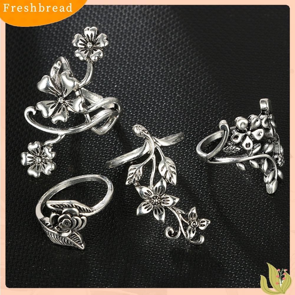 [TERLARIS]Vintage Flowers Vines Leaves Finger Rings Set Women Charm Jewelry Decoration