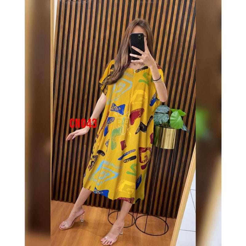 MARIMO DASTER PANJANG RESLETING DEPAN BUSUI SEMATA KAKI BISA COD RAYON PREMIUM-selutut funny yellow
