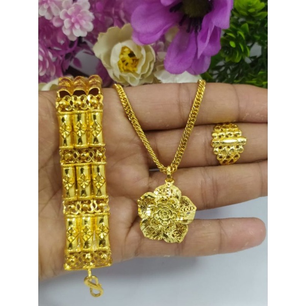 perhiasan set,kalung,gelang,cincin kuning emas 24.k kristal emas malaysia