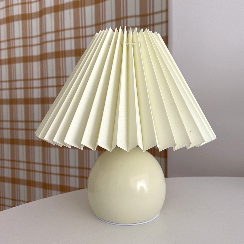 Vintage Pleated Table Lamp Ins Korean Blogger Bedside Desk Small Lamp Shooting With Soft Props Model Room Shopee Indonesia