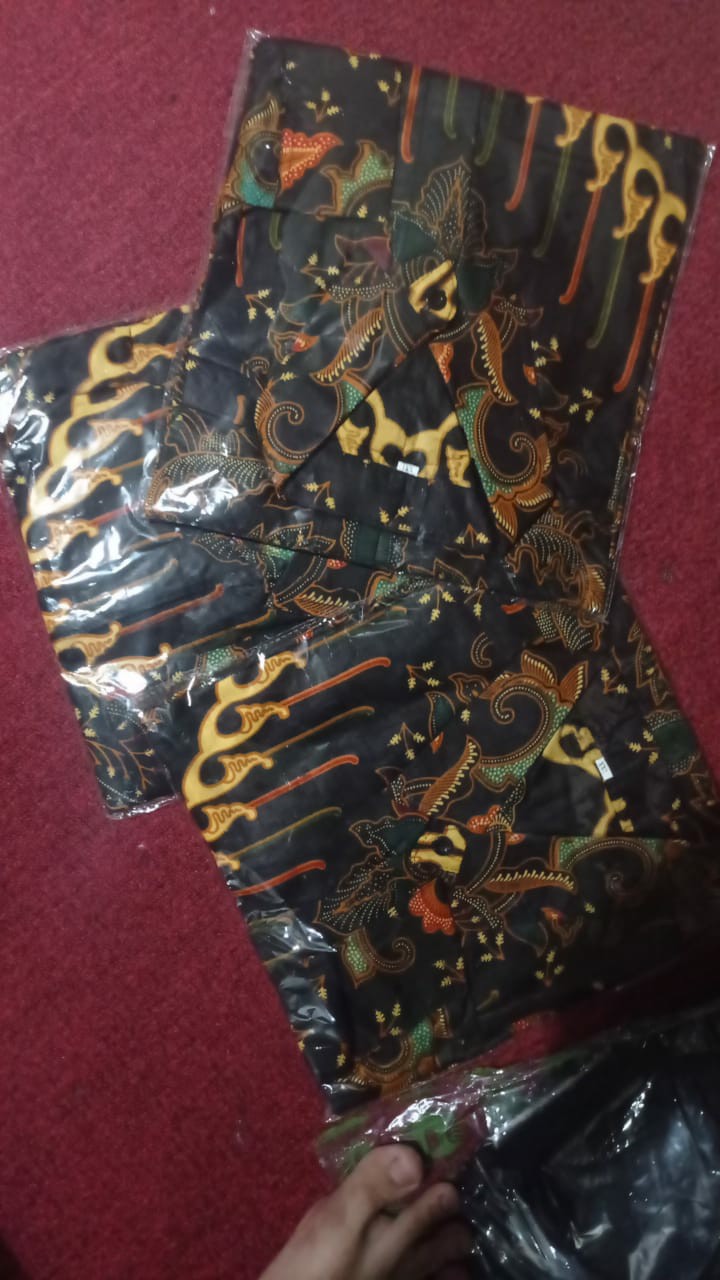 Kemeja Batik Pria Lengan Panjang Size M L Xl Xxl  Bswart Batik Hrb026 Kenongo Hem Panjang Padi