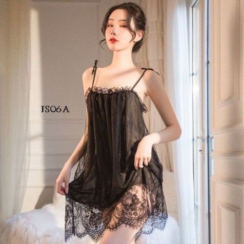 [PRODUK TERLARIS] LINGERIE JUMBO BAJU TIDUR SEXY NIGHTGOWN FIT TO XXL HITAM JS06A