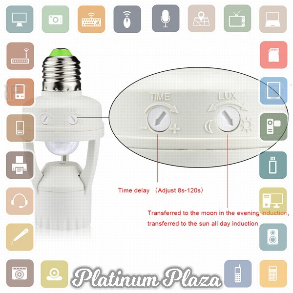 Smart Fitting Lampu Bohlam E27 Infrared Sensor Lamp Holder - SP-SL01 - White`I6I9IH-