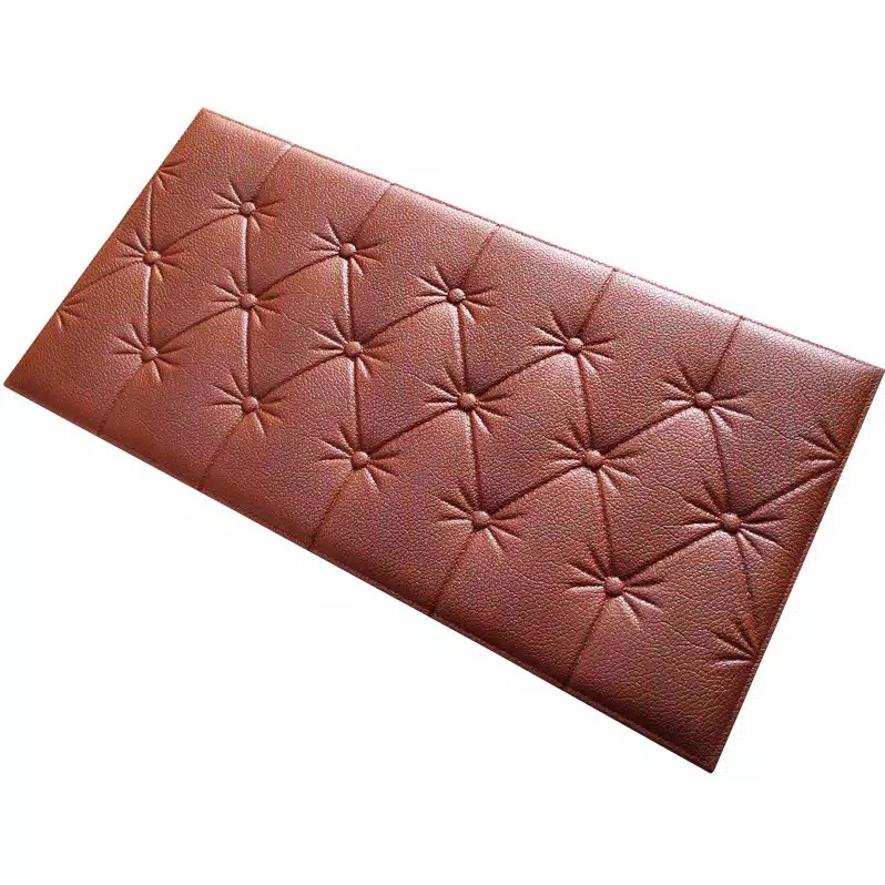RB CM-H14 Wallpaper Dinding Kamar Headboard Bed Stiker Dekorasi Rumah Sticker Wall 3D Foam Murah-COKLAT