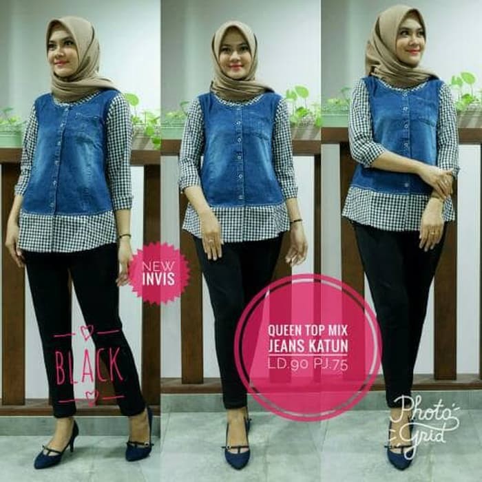 kemeja wanita queen top VERO katun jeans original