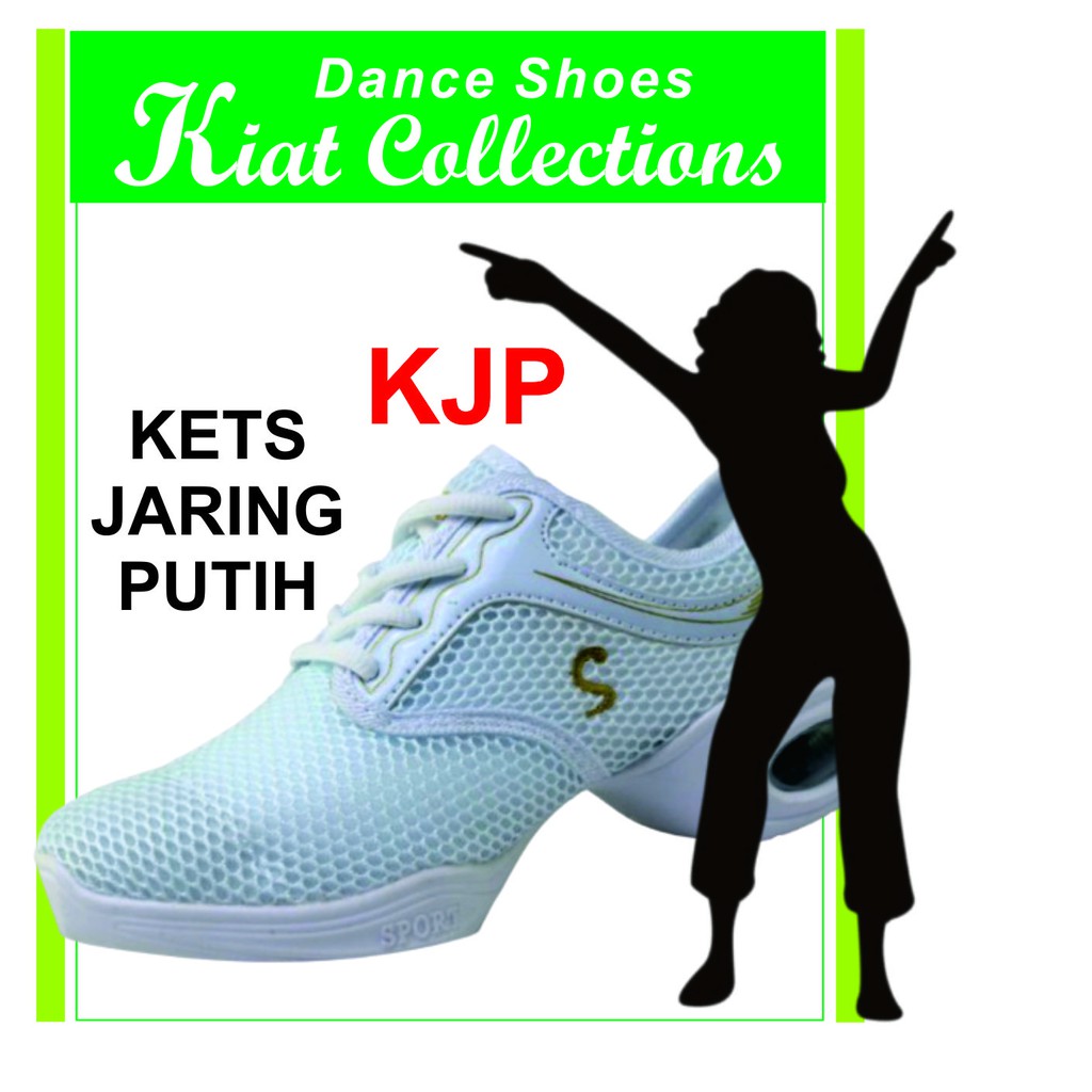 SEPATU LINE DANCE PUTIH JARING SNEAKERS WANITA