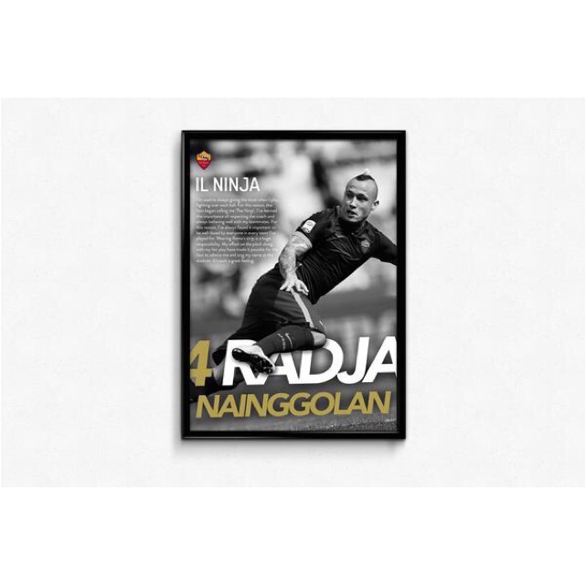 Exclusive Frame Minimalis + Poster Roma Radja Nainggolan #004 &quot;IL NINJA&quot; ( Poster Bola / Soccer )