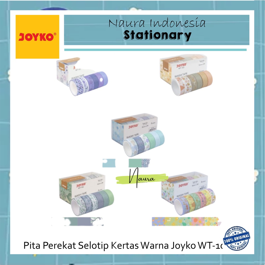 

Washi Tape Pita Perekat Selotip Kertas Warna Joyko WT-101~105