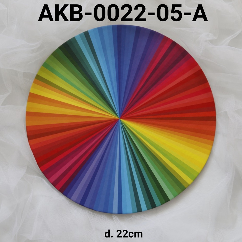 GR-AKB-0022-05 Cake board tatakan alas kue bulat 22cm rainbow pelangi