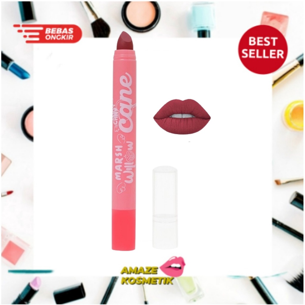 MARSHWILLOW Candy Cane Matte Lip Crayon Versi RED 2g NEW !!