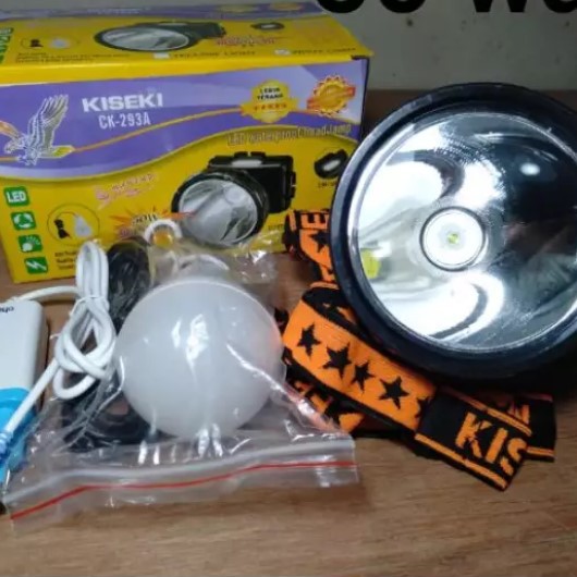 jual Senter Kepala Headlamp Kiseki CK 293A 50 Watt Putih Charger Bonus Lampu