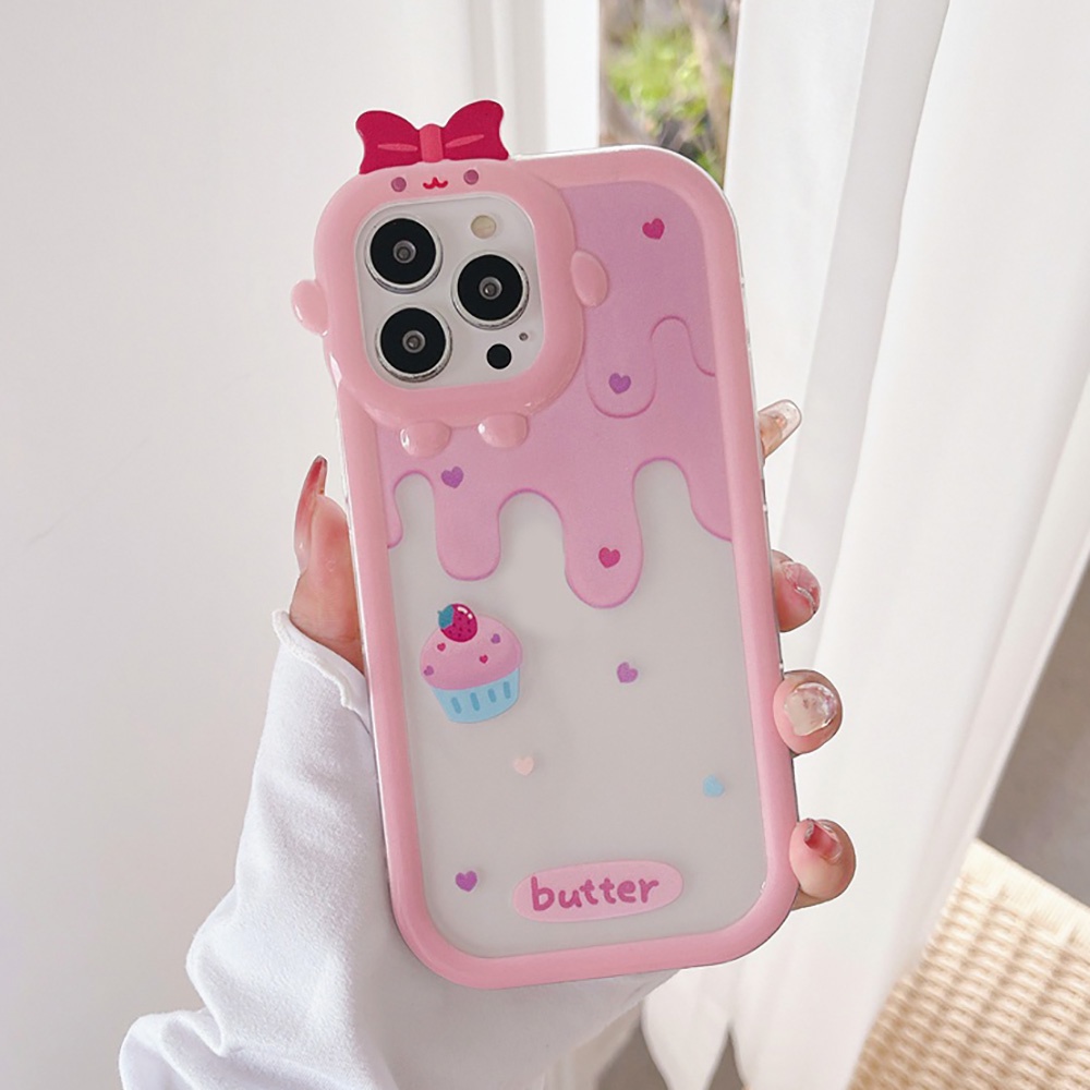 Soft Case Bening Desain Krim 3D Untuk iPhone 11 12 13 14 Pro Max 6s 6 Plus 7 8 Plus XR X XS Max SE 2020 2022 14 Plus