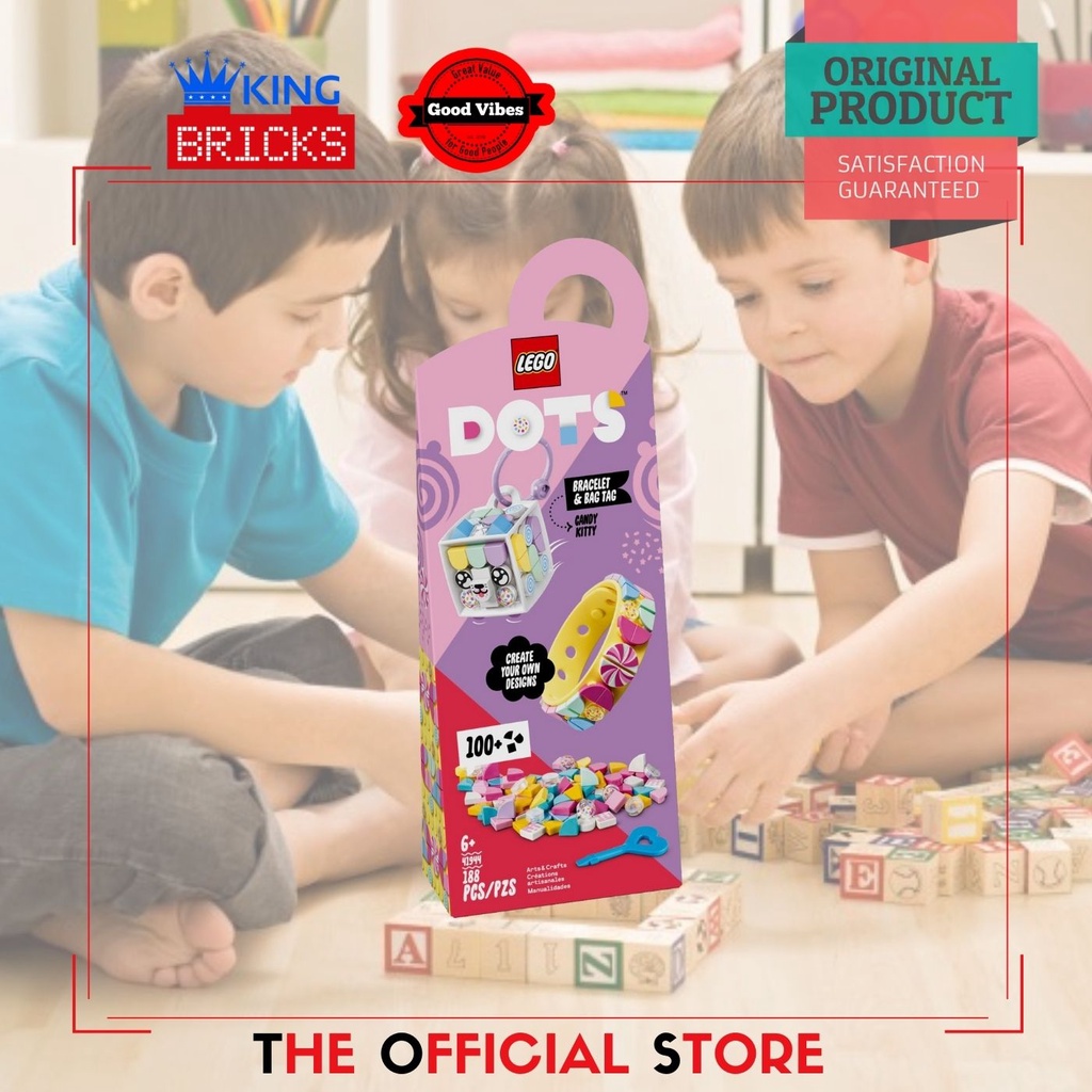 LEGO Original DOTS 41944 Candy Kitty Bracelet And Bag Tag - Mainan Anak Kreatif Edukasi Aksesoris Ga
