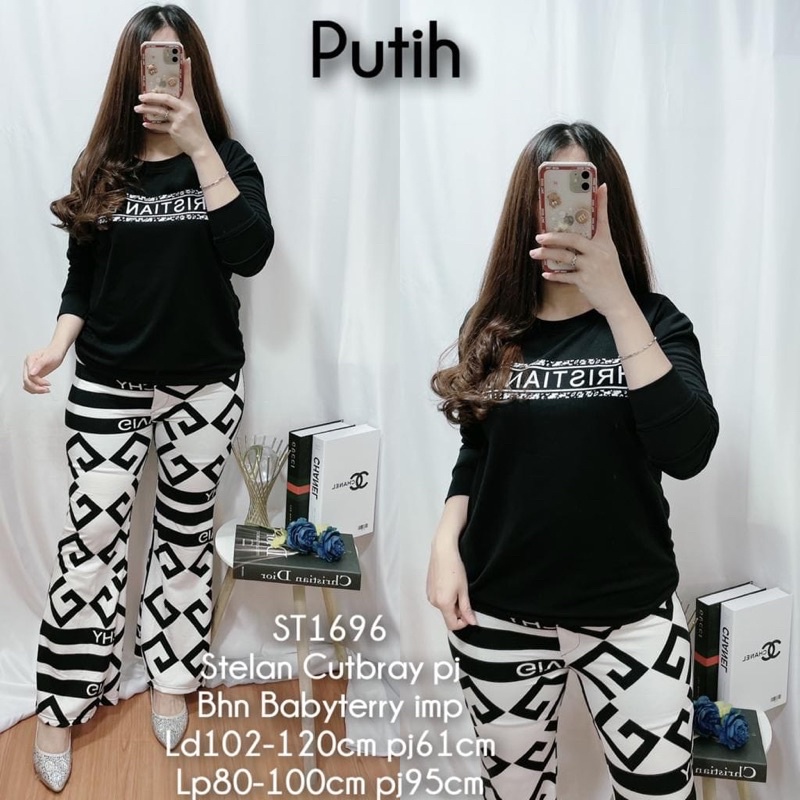 Cod✅ m&j store 1696 / Setelan panjang cutbray -Set fashion muslim