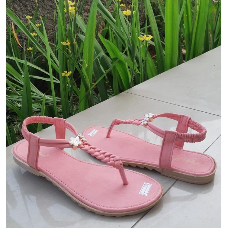 fahrie shoes sendal flat wanita tali kepang fh-28