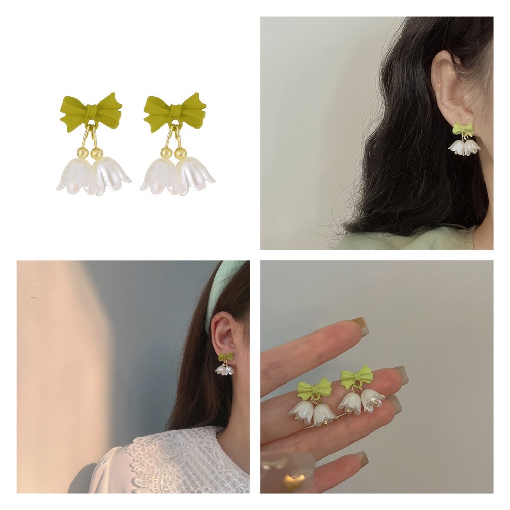 Anting Rantai Klavikula Hias Liontin Pita Mutiara Untuk Wanita