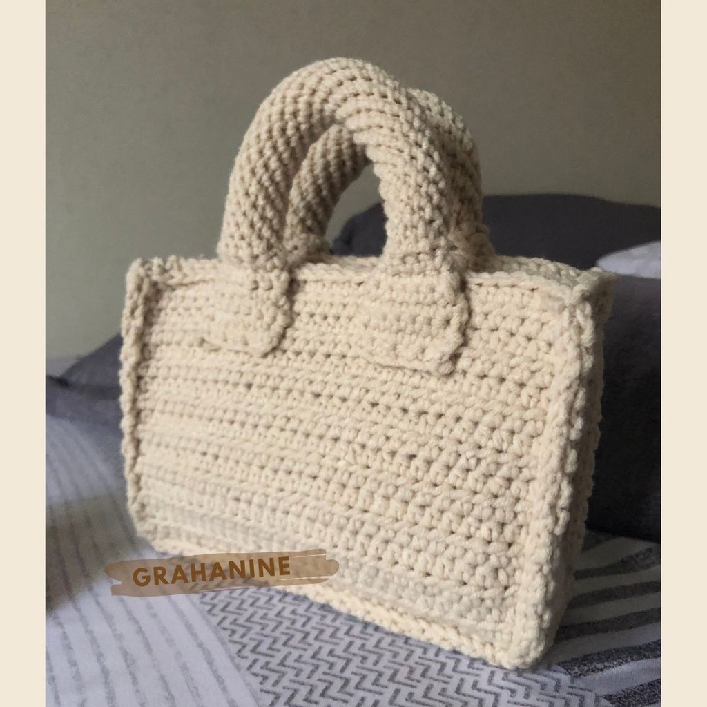 tas rajut wanita handmade simple handbag kecil mini bagus unik
