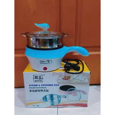 Panci Listrik Multifungsi Free kukusan / Steamer Stainless Lapis Keramik Teflon YK DESIGN