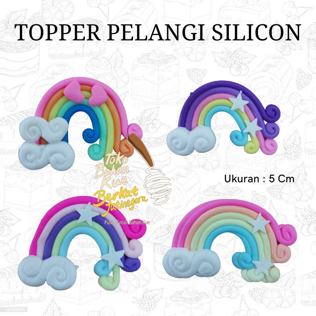 TOPPER PELANGI SILICONE  / HIASAN CAKE / PELANGI UNICORN / PCS