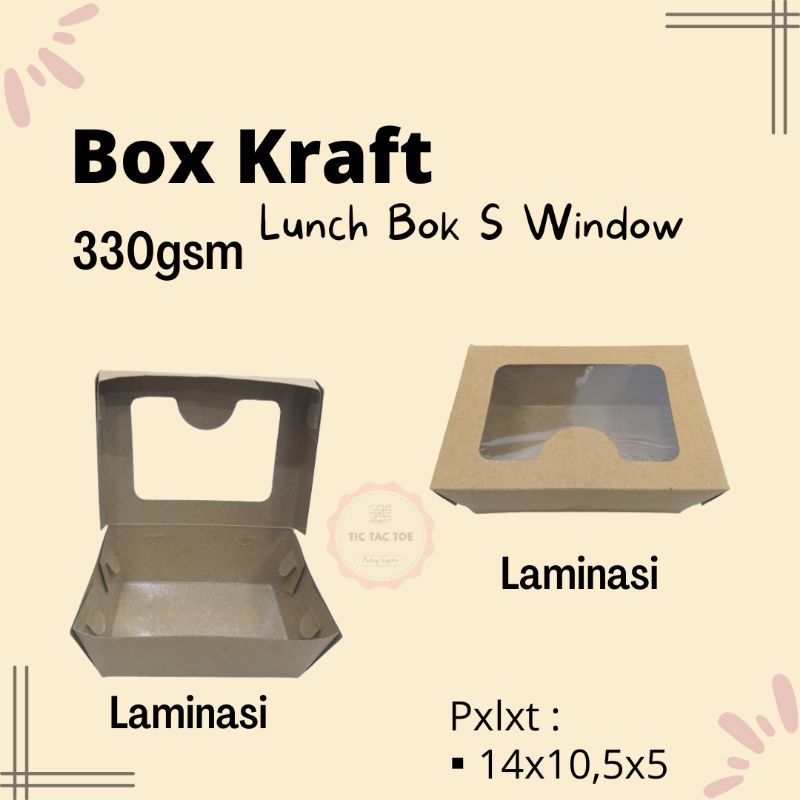 Paper Lunch Box Kraft Kotwk Nasi Laminasi Size S Window 14x10.5x5