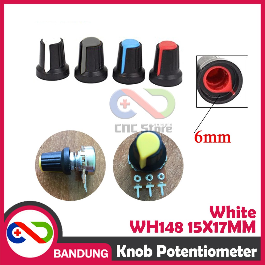 KNOB POTENTIOMETER POTENSIOMETER ROTARY WH148 15X17MM WHITE PUTIH