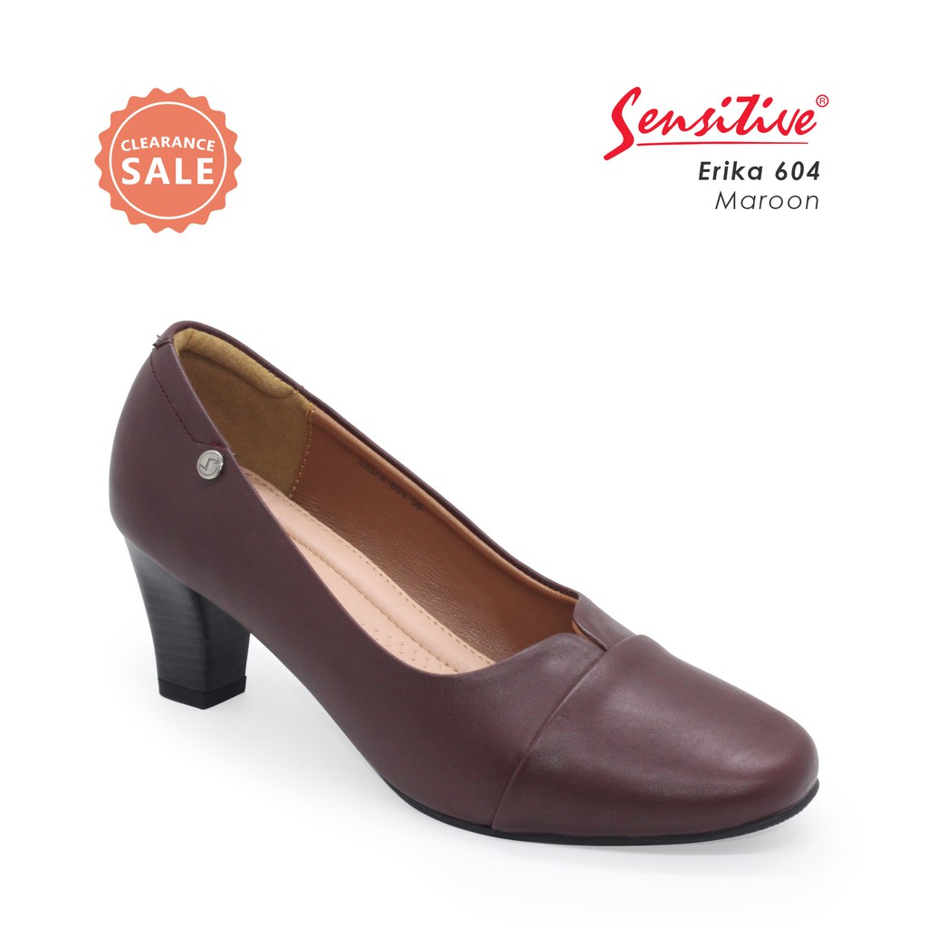 Sensitive Sepatu Pantofel Kulit Wanita  Erika 604 Maroon Tua