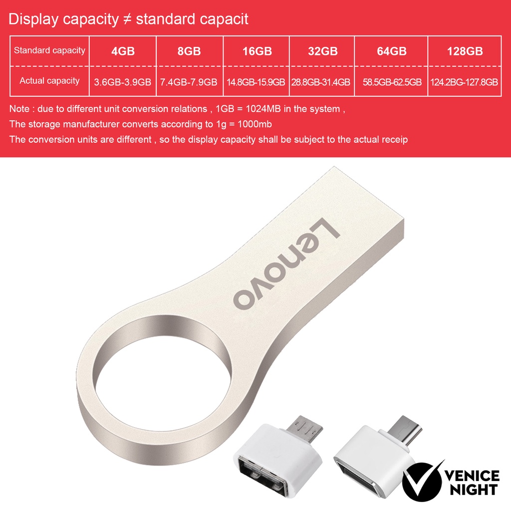 (SF) Lenovo R100 U Disk High Speed 50MB / s 4GB / 8GB / 16GB / 32GB / 64GB / 128GB Plug &amp; Play Metal