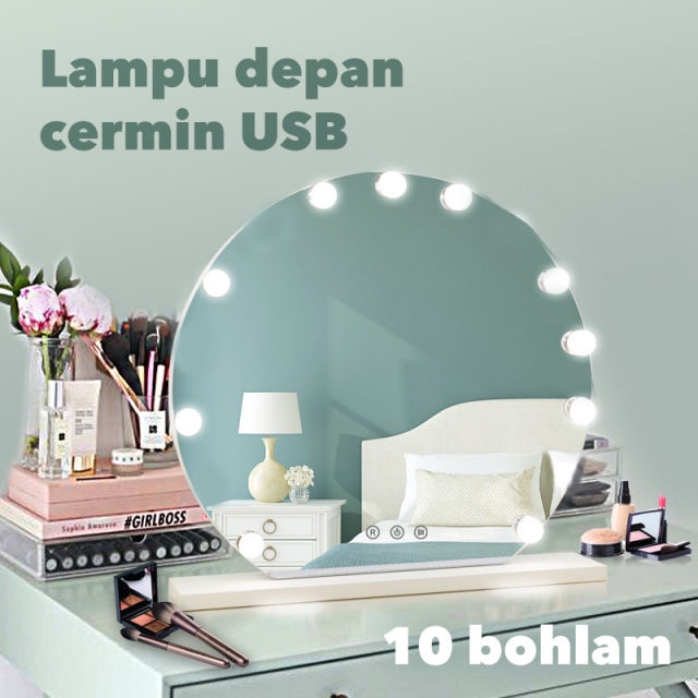 lampu LED meja rias 10pcs Lampu Vanity Isi 10 lampu kaca meja rias lampu Led Meja Rias / Lampu Kaca Rias Vanity Mirror Light ( 10 Bohlam )