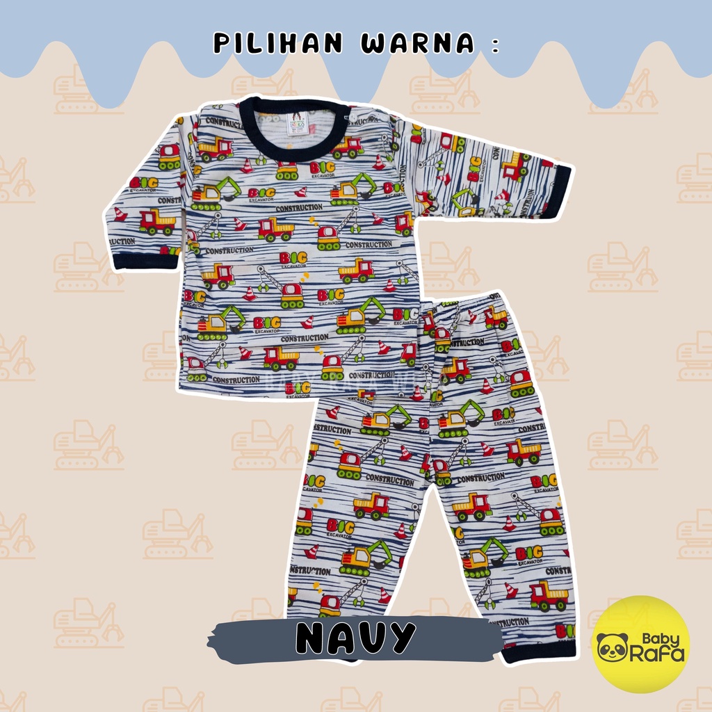 Setelan Baju Bayi Panjang 3 - 18 Bulan, Piyama Bayi Merk YEIKO - BIG EXCAVATOR CONSTRUCTION-2