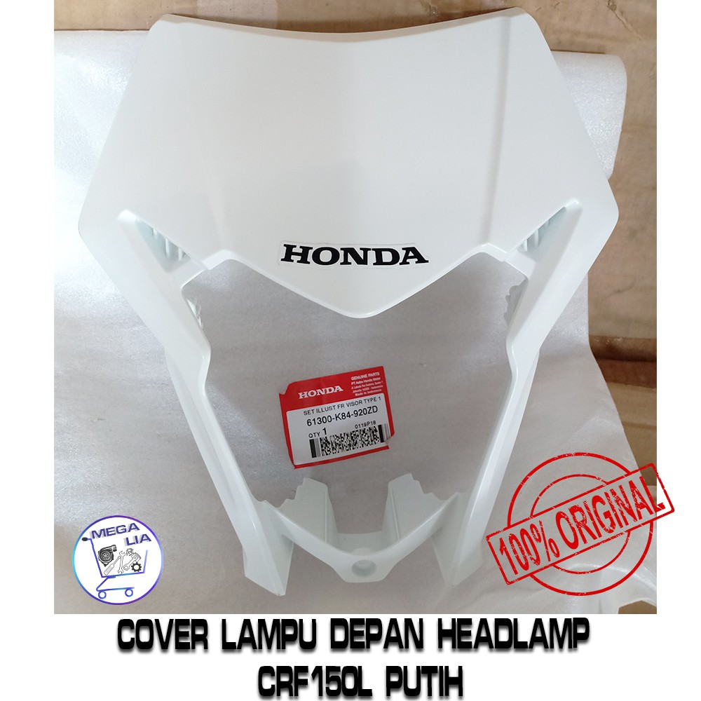 Cover Lampu Depan Headlamp CRF150L Putih - Set Illust FR Visor Type 1 ORI HONDA61300-K84-920ZD