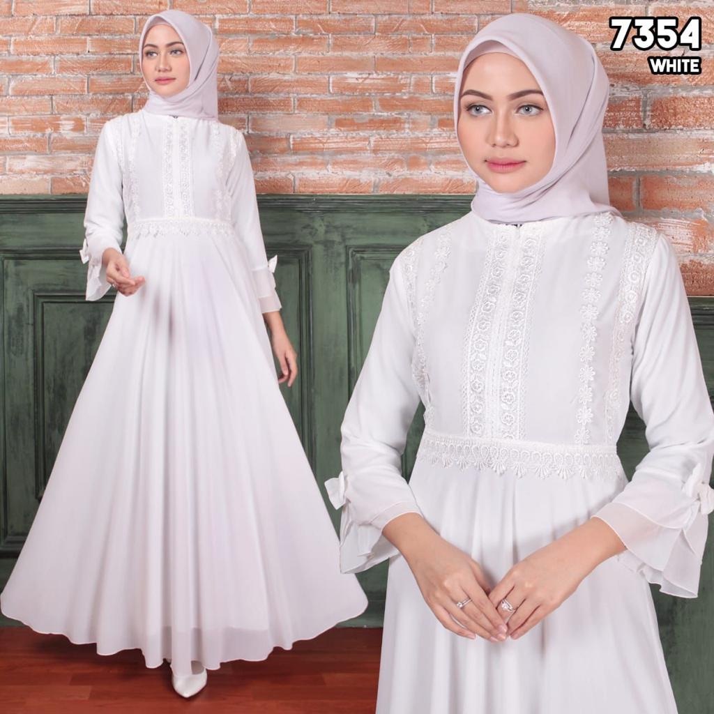 EphremWears Gamis Wanita / Gamis Putih / Fashion Muslim / Gamis Putih Wanita / 7354
