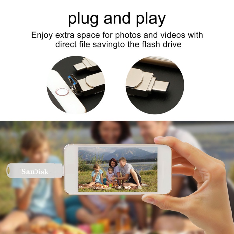 (Ship In 24 Jam) Flashdisk USB Tipe-c OTG 3 IN 1 Bahan Metal Anti Air Untuk iPhone