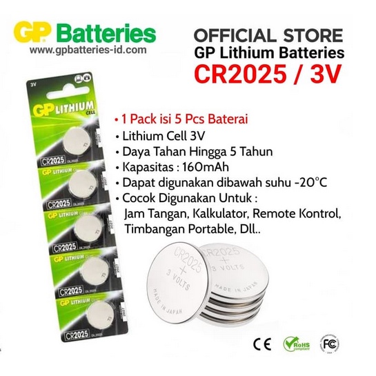 Baterai Kancing CR 2016 2025 2032 3V Lithium GP Original Lithium