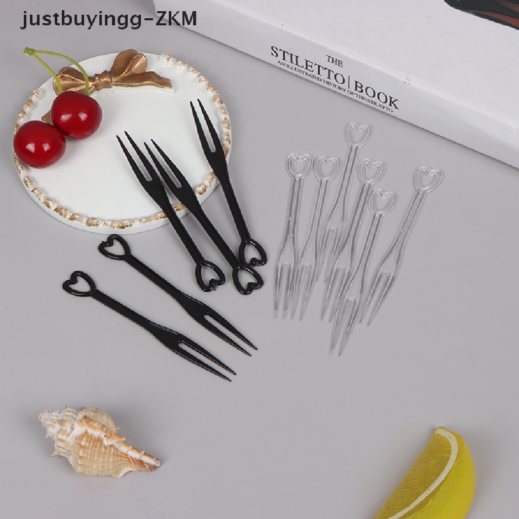 [justbuyingg] 100pcs/bag Fruit Fork Mini Clear Plastic Forks Home Dining Food Cake Fruit Fork [zkm]