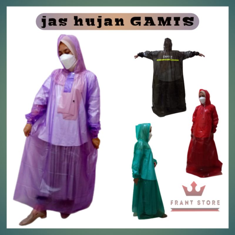 Tanoz jas hujan gamis transparan wanita ukuran jumbo