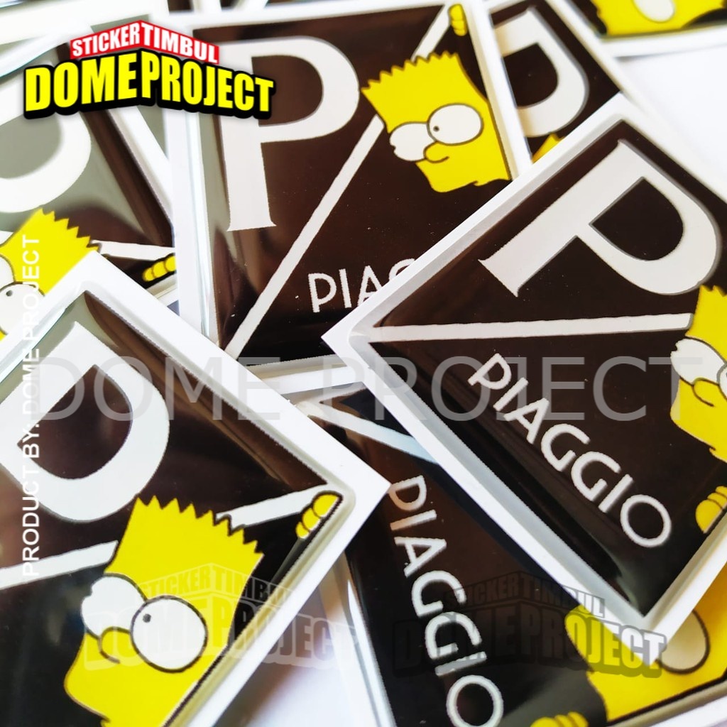 EMBLEM DASI VESPA PIAGGIO BART SIMPSON HITAM STIKER RESIN LENTUR STIKER BODY MOTOR AKSESORIES VESPA