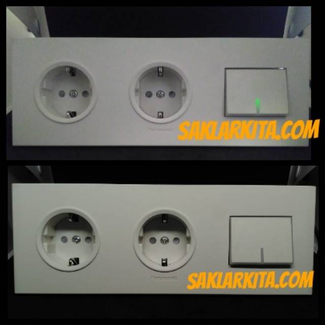 Panasonic White NEON Kombinasi 2 Stop Kontak dan Saklar 1 Gang NEON