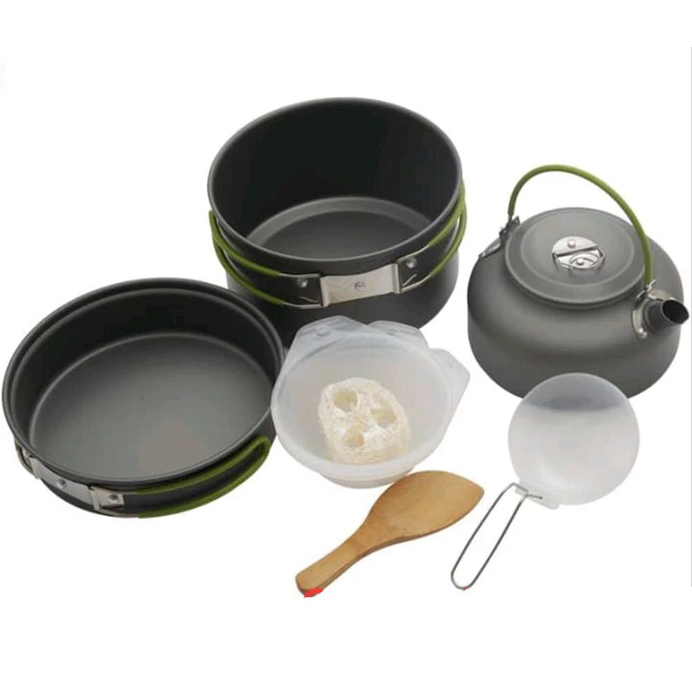 【Bisa COD】 Nesting Cooking Set + Teko | Alat Masak Portable Susun DS-308 SY-308 DS308 SY308