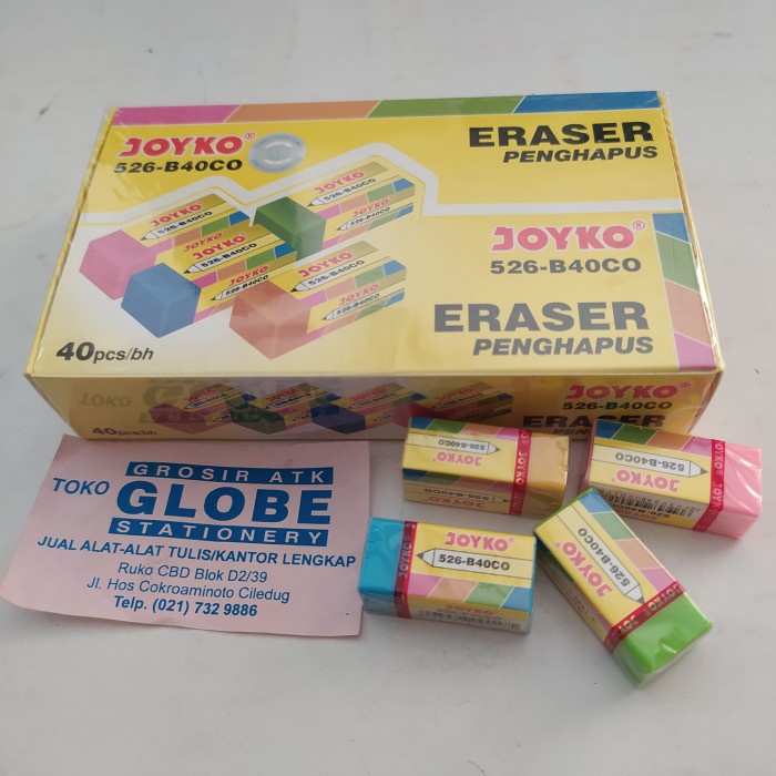 

Menakjubkan Original Penghapus Joyko 526 - B40Co ( Isi 40 Pcs) Warna- Warni. Diskon